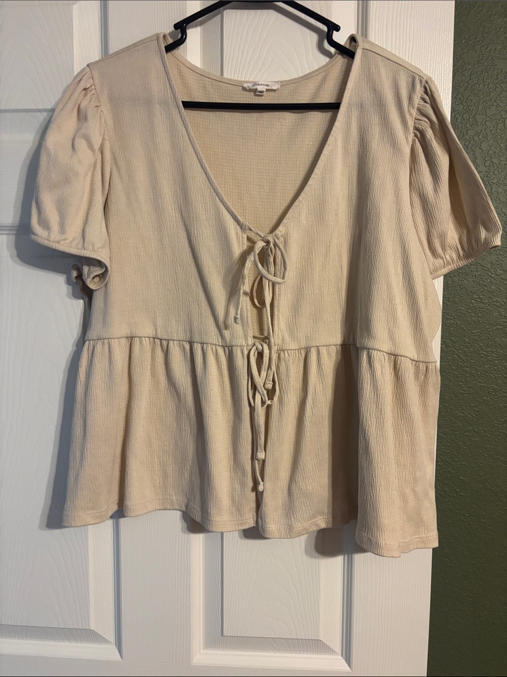 Maurices Beige Tie-Front Peplum Top
